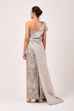 One Shoulder Asymmetric Overlay Fitted Long Dress