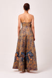 Three Dimensional Floral Blend with Organza and Jacquard Detail Long Dress