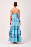 Long Strapless Gown with Hand Made Stripes Detail