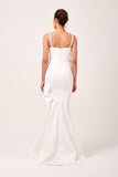 Square Neckline 3D Floral Appliqués Long Dress