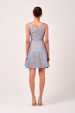 Square Neckline Mini Length Jacquard Dress
