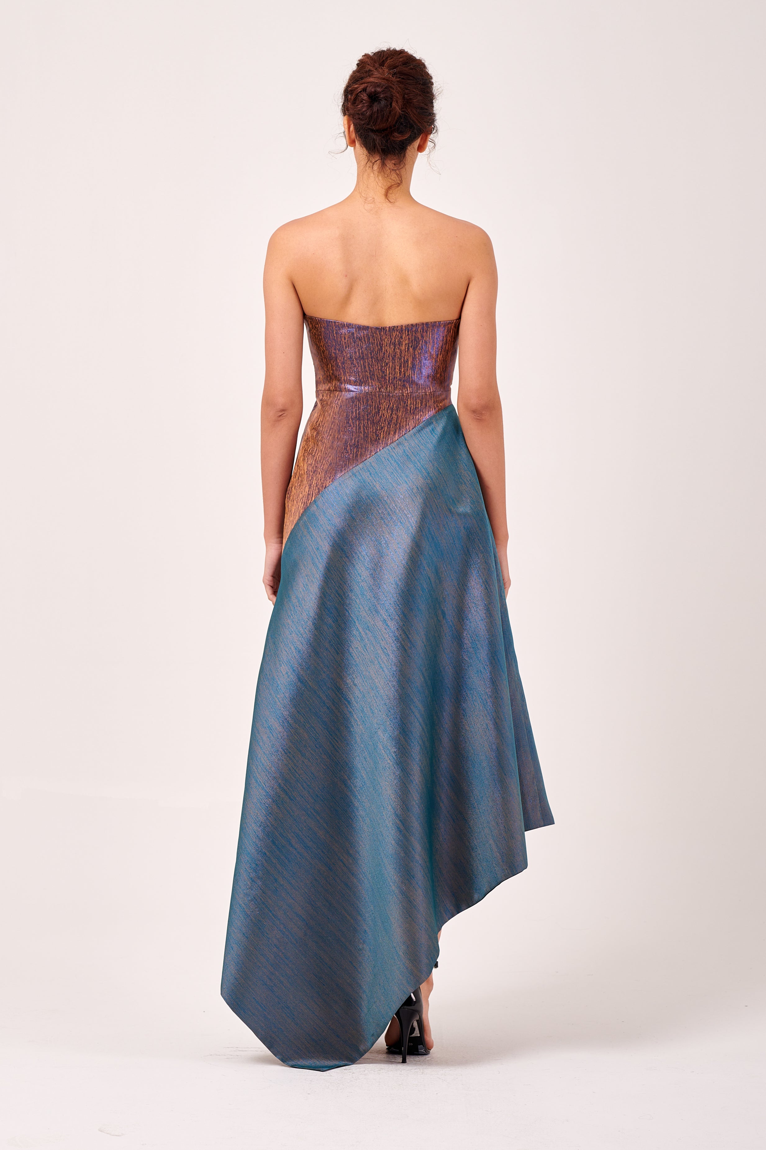 Strapless Asymmetric Hem Detail Two Tone Dress Strapless Asymmetric Hem Detail Two Tone Dress