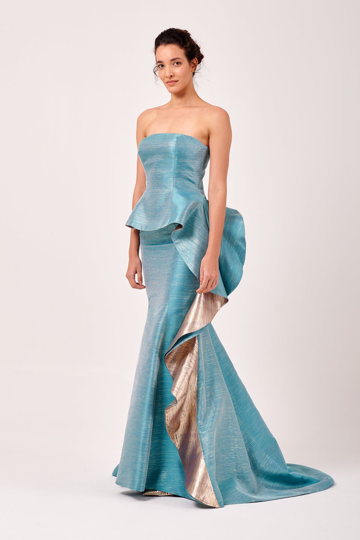 Strapless Layered Peplum Detail Long Mermaid Gown John Paul Ataker Strapless Layered Peplum Detail Long Mermaid Gown John Paul Ataker