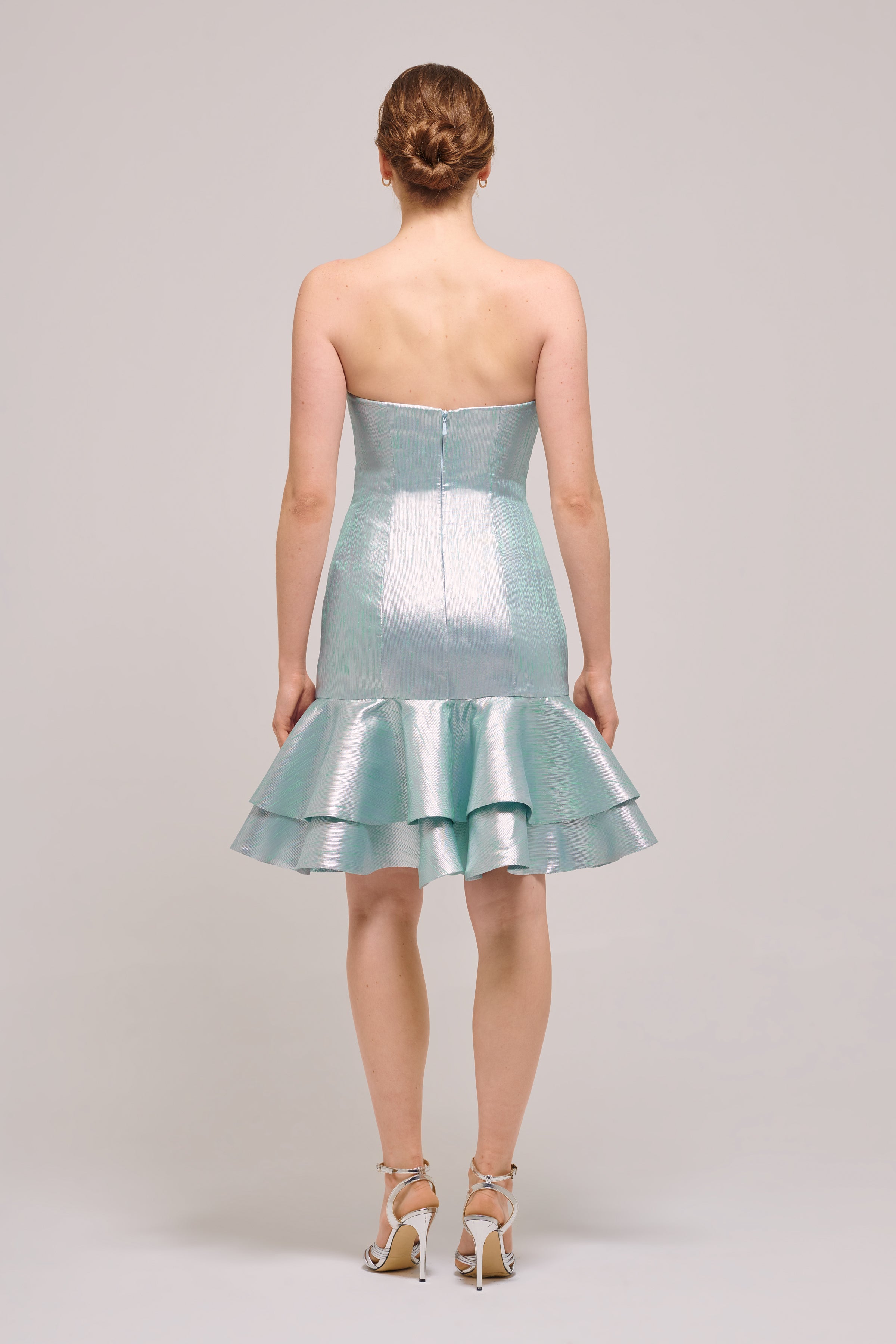 Strapless Neckline Fitted Bodice Mint Short Dress