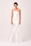 Ruched Bodice Detail Strapless Long Mermaid Gown