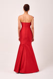 Alluring Pleated Fan Neckline Design Ruched Detail Formal Evening Gown