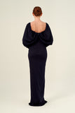 Off The Shoulder Draped Long Sleeve Detail Column Dress