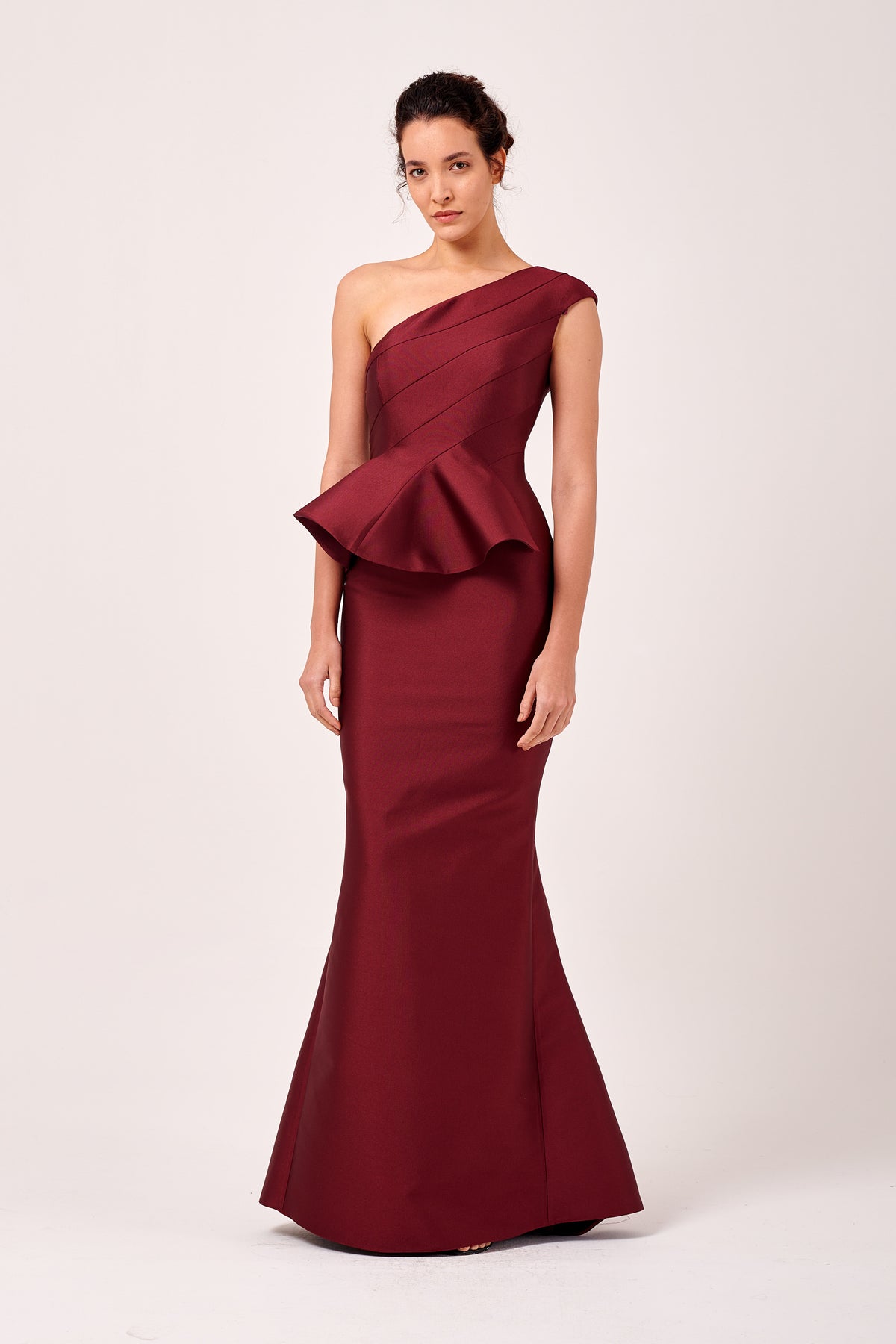 one shoulder peplum dress One Shoulder Ruffle Peplum Dress