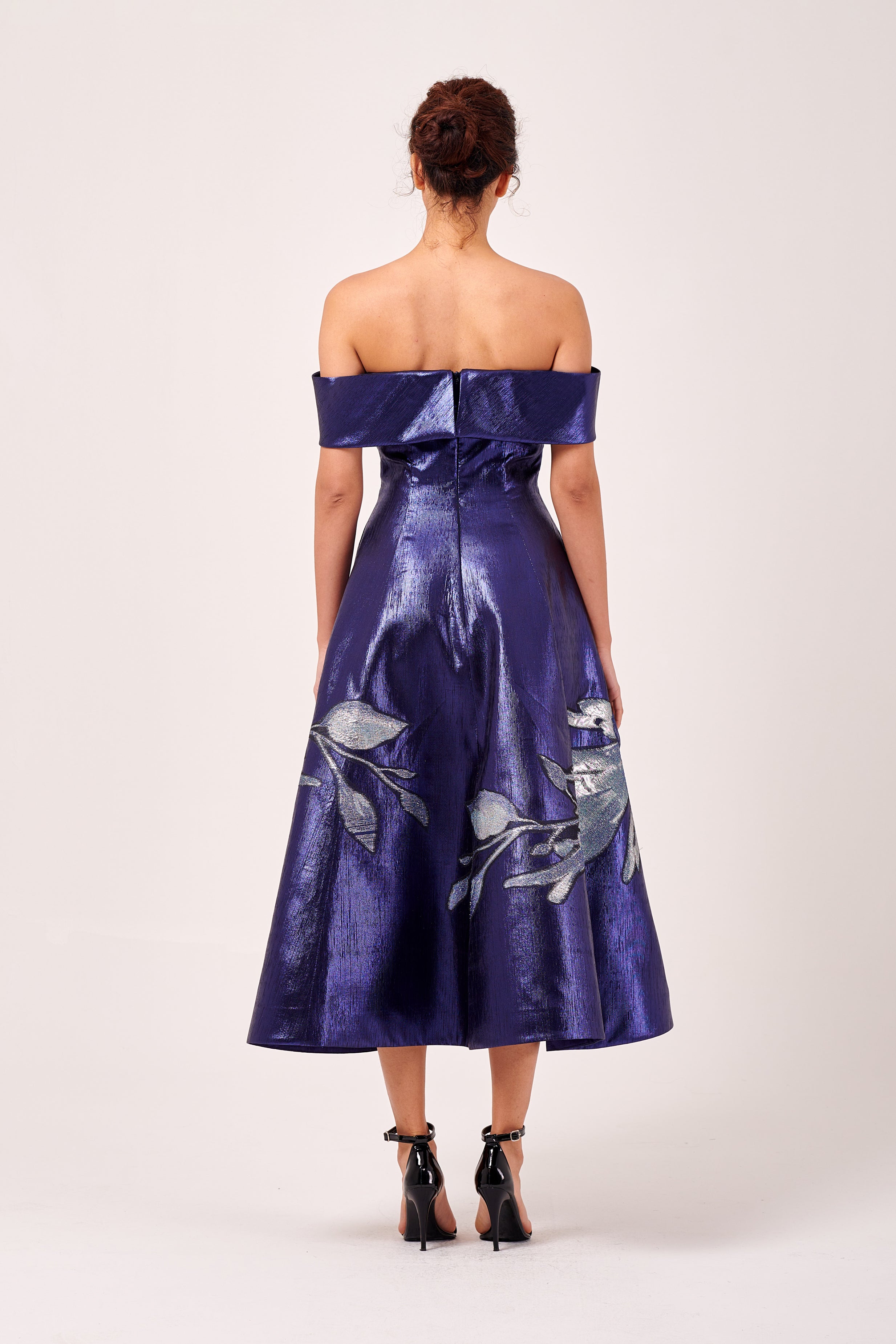 Off-The-Shoulder Floral Appliqus Detail High-Low Dress John Paul Ataker Off-The-Shoulder Floral Appliqus Detail High-Low Dress John Paul Ataker