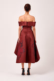 Off-The-Shoulder Neckline Appliqués Detail High-Low Dress