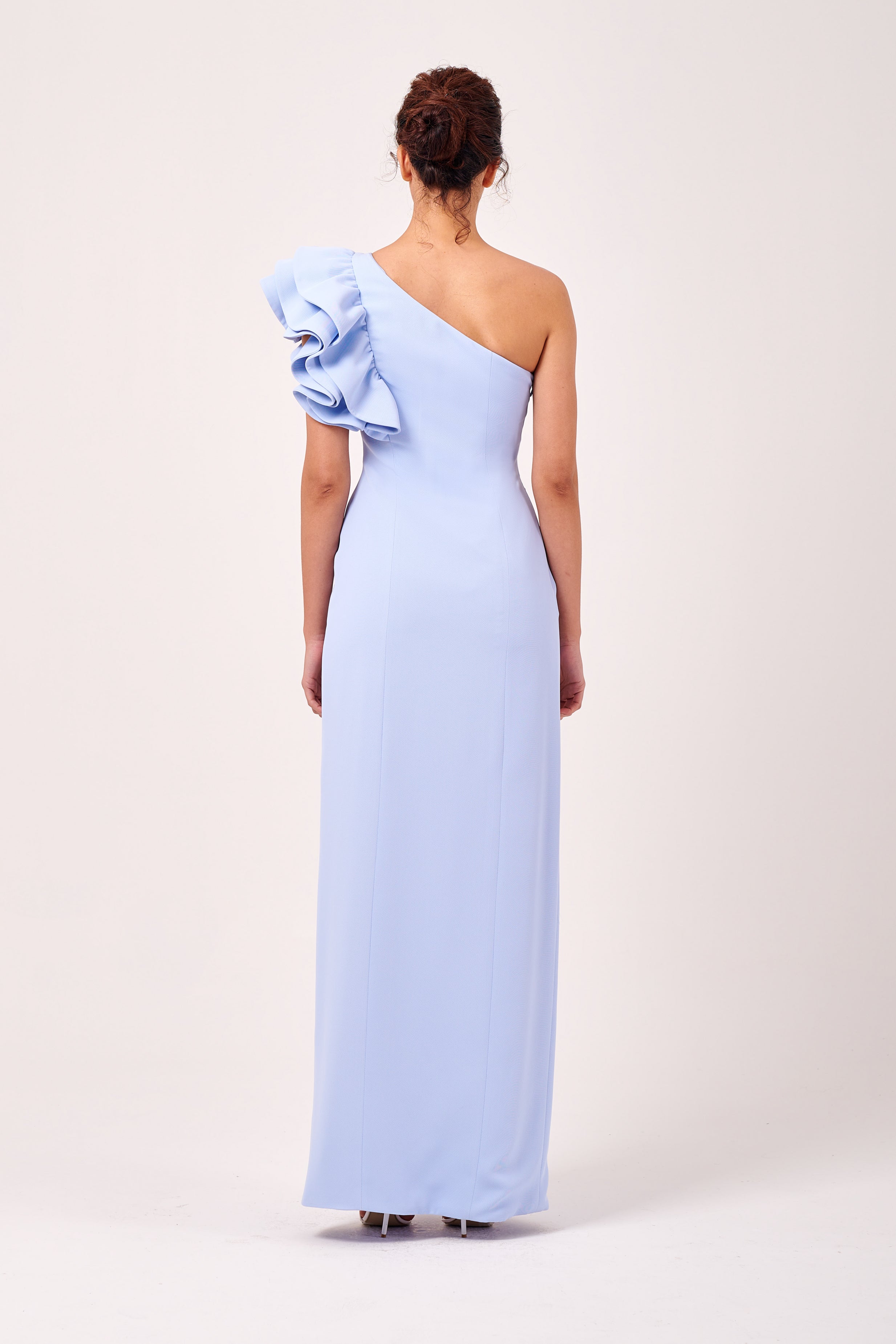 One Shoulder Layered Ruffle Asymmetric Neckline Column Dress John Paul Ataker One Shoulder Layered Ruffle Asymmetric Neckline Column Dress John Paul Ataker