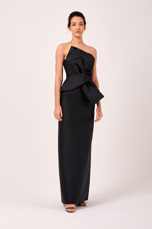 Bow Detail Long Strapless Dress