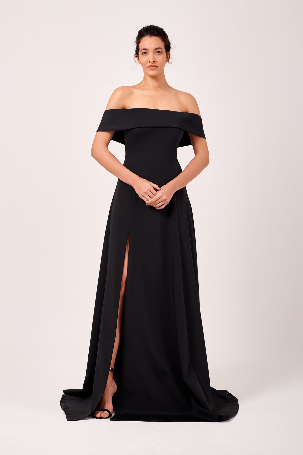Off-The-Shoulder Slit Detail Long Dress