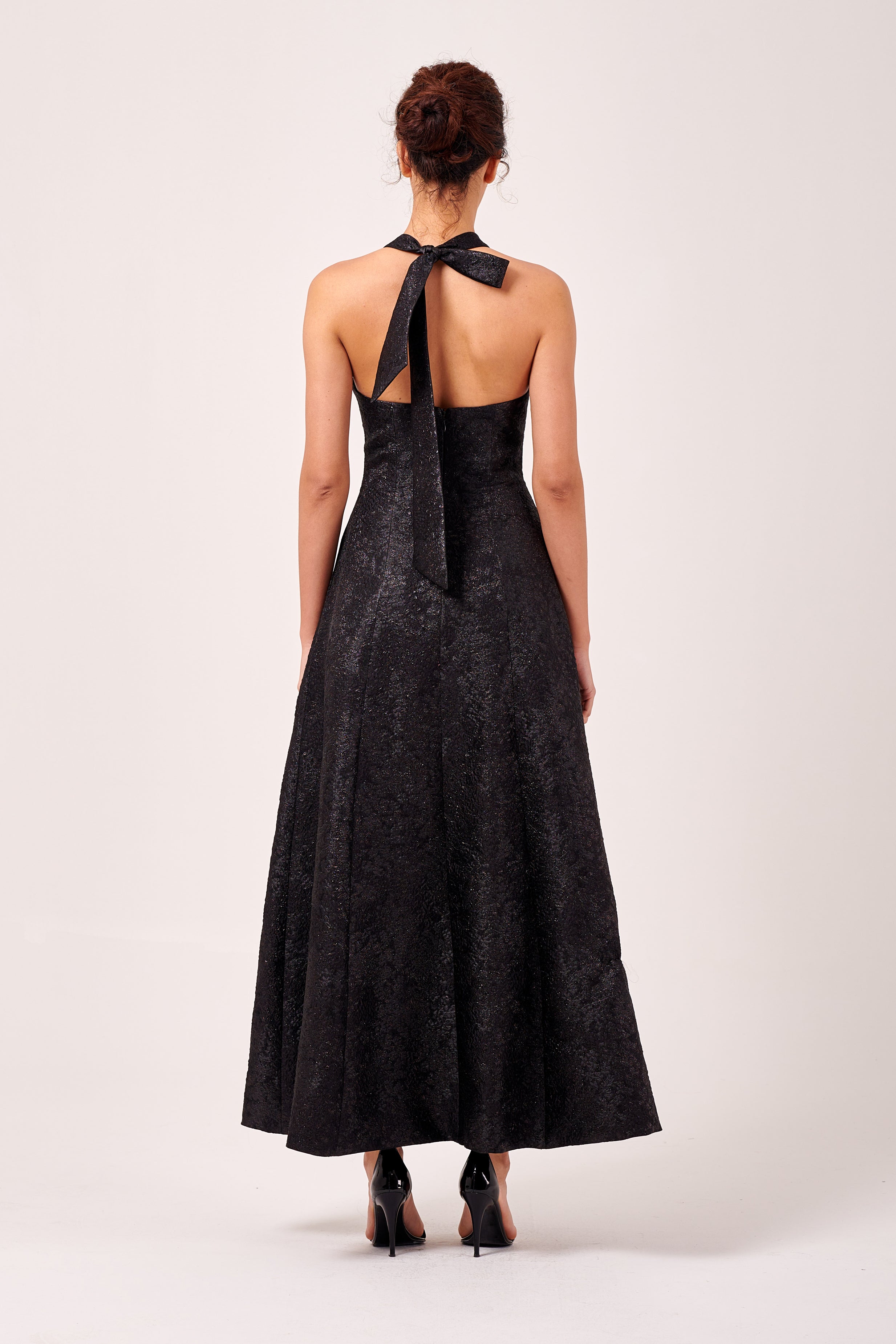 Halter Neckline Tea-Length Fit and Flare Dress Halter Neckline Tea-Length Fit and Flare Dress