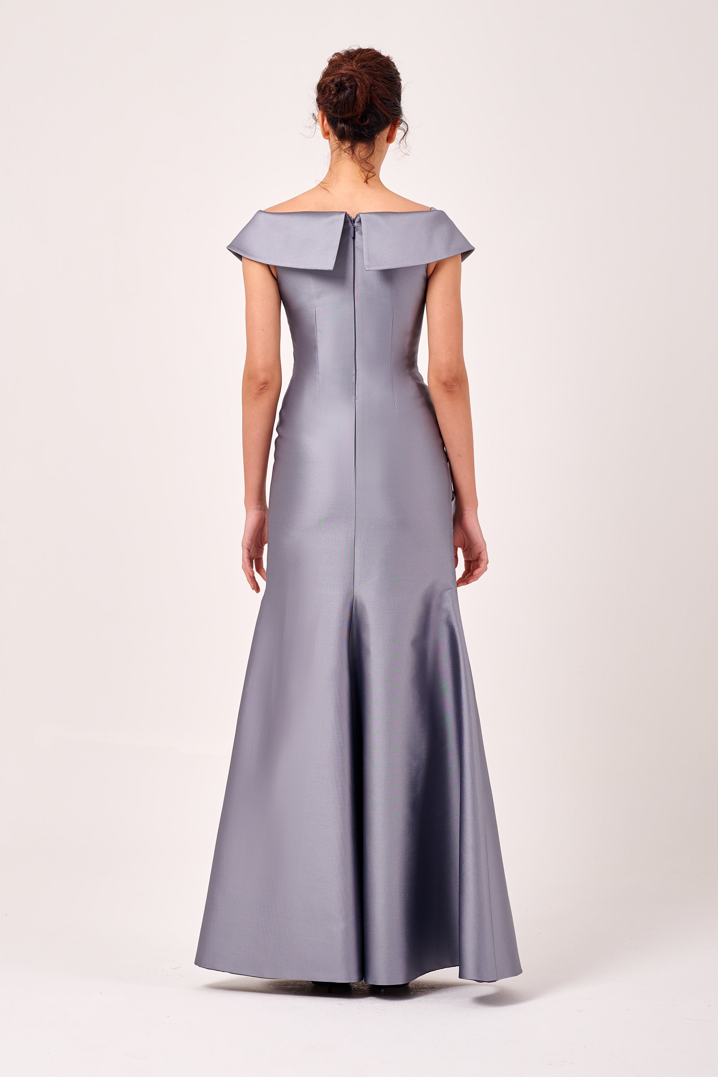Off-The-Shoulder Pleated Bodied Detail Long Mikado Woven Dress John Paul Ataker Off-The-Shoulder Pleated Bodied Detail Long Mikado Woven Dress John Paul Ataker