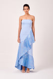 Strapless High-Low Gown with Ruffle Detail