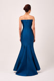 Sweetheart Neckline with Pleated Bodice Detail Long Mikado Gown