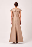 Portrait Collar Pleated Long Mermaid Dress