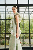 Ruffle Detailed Fil-Coupe and Soft Organza Long Dress