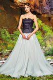 Double-Breast Metallic Crinkled Jacquard Top with Skirt