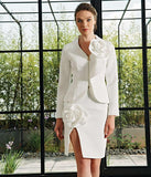 Draped rose detailed honeycombed jacquard jacket - John Paul Ataker