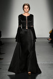 Stretch Satin Viscose Gown with Lace-Up Detail