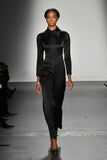 Stretch Satin Viscose Jumpsuit with Lace-Up Detail