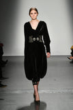 Velvet Jumpsuit with Metallic Laser Cut Detail