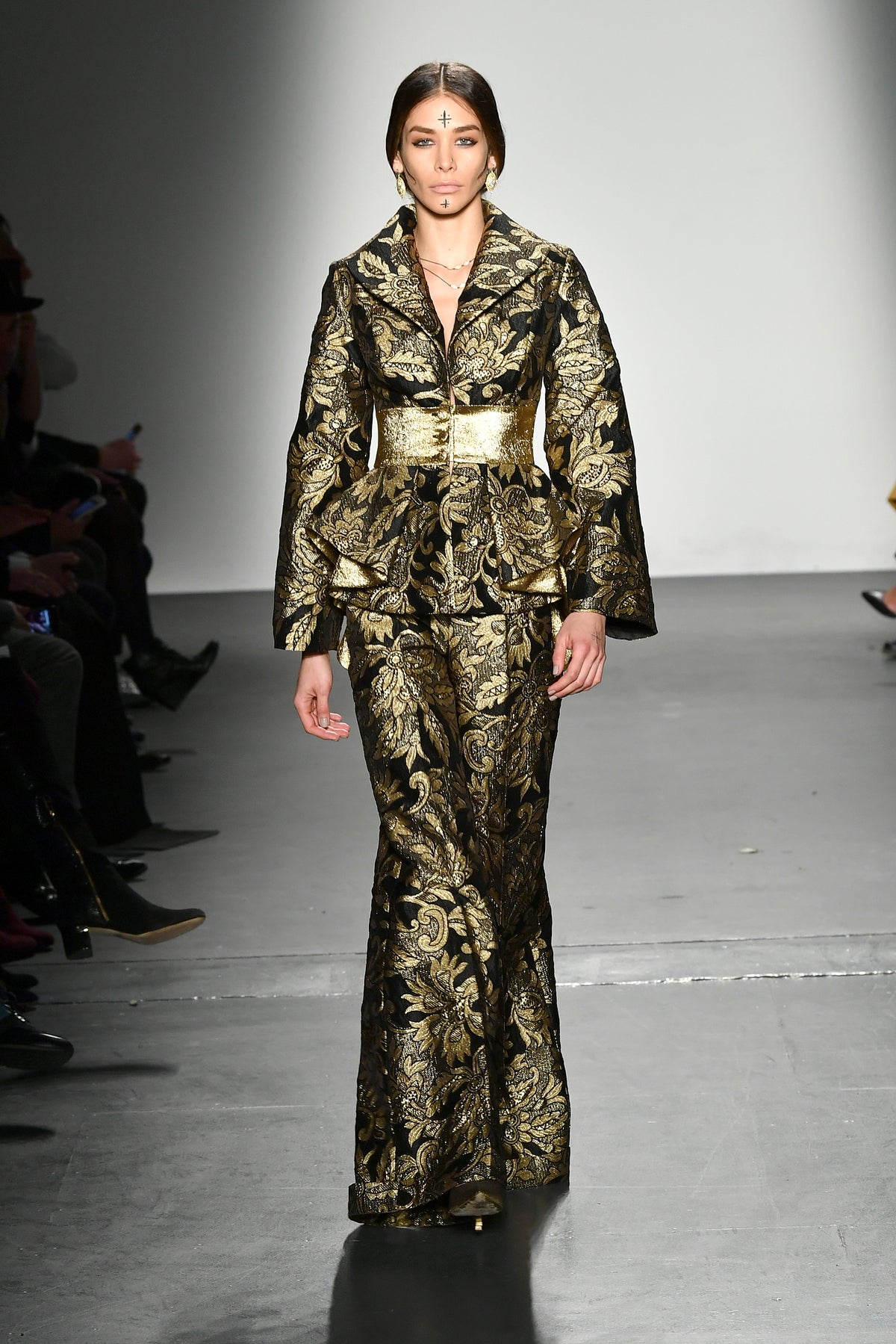 Structured Peplum Jacquard Jacket and Pant