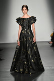 A-Line Ethnic Jacquard Dress with Pleat Detail