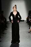 Shiny Velvet Gown with Laser-Cut Detail