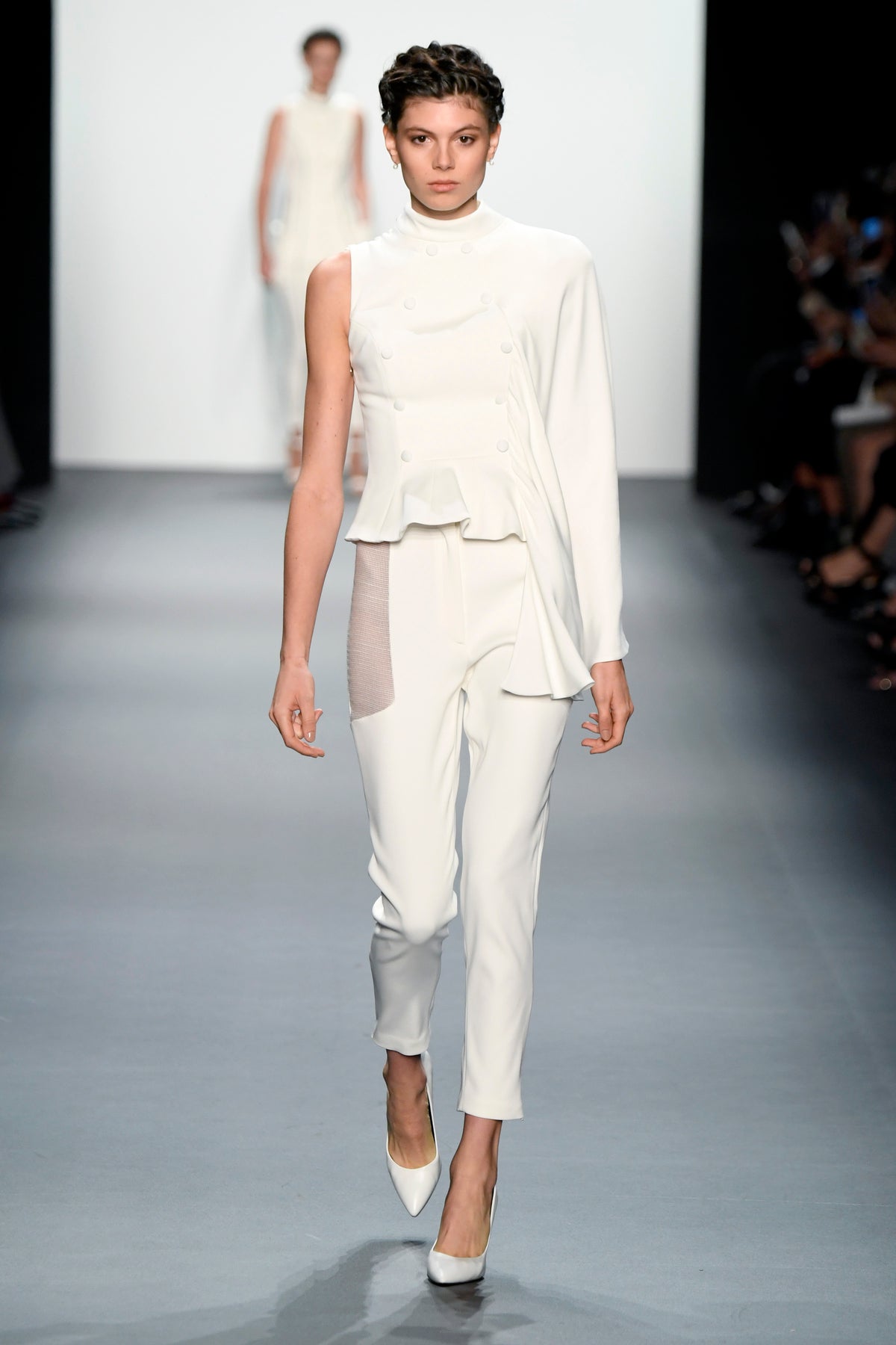 Cape Sleeve Top and Mesh detailed Skinny Pant