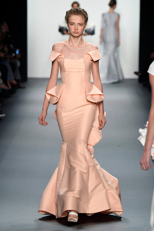 Structured Ruffle Detailed Taffeta Mermaid Dress