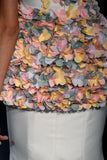 3D Flower Detailed Taffeta Gown