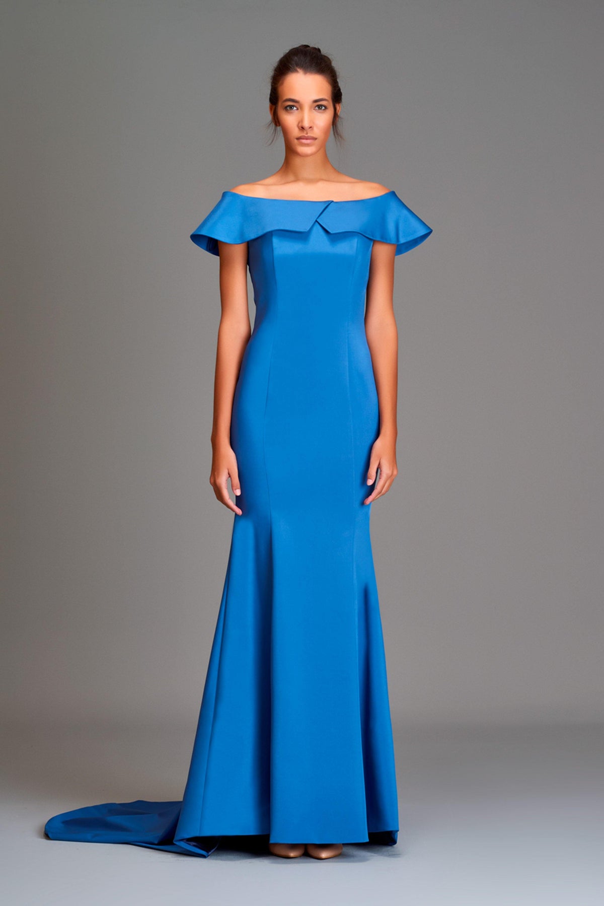 Fold over, off-the-shoulder mermaid gown - John Paul Ataker