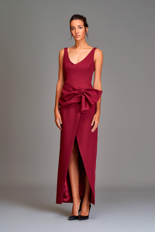 V-neck, bow-detail dress - John Paul Ataker