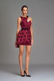 Two-Toned Flower Detailed Short Dress