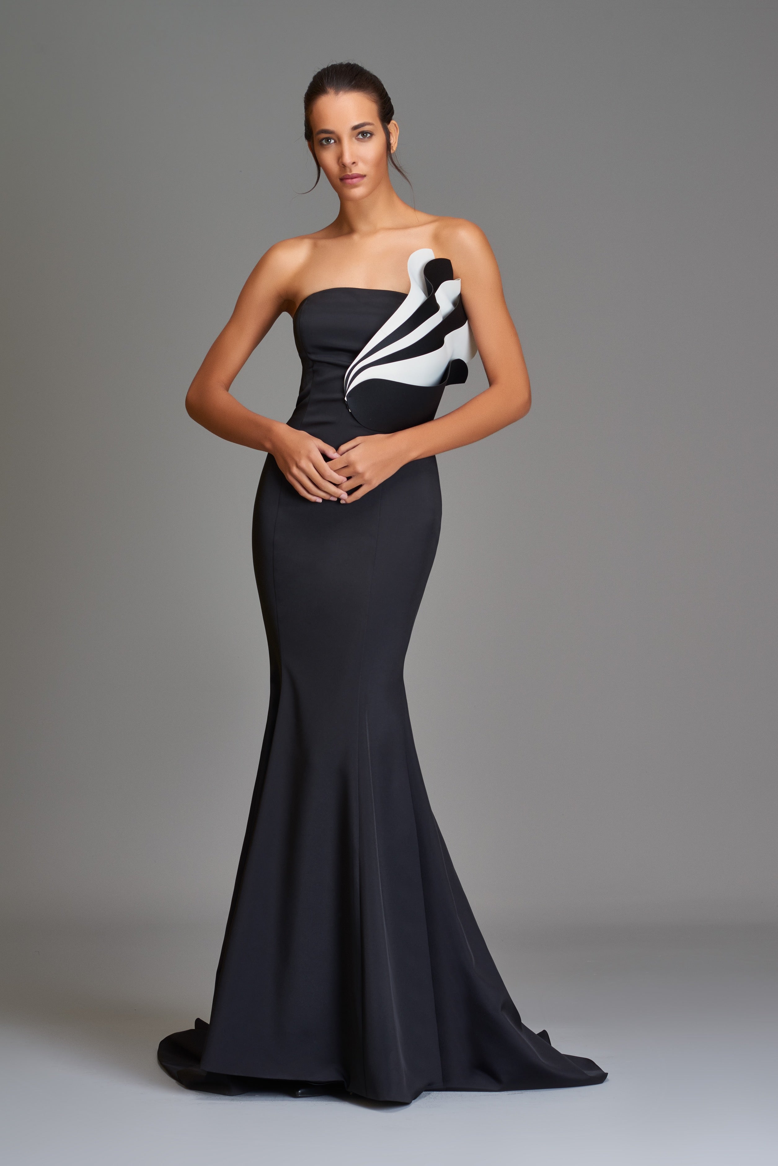 Strapless Two-Toned Detail Gown