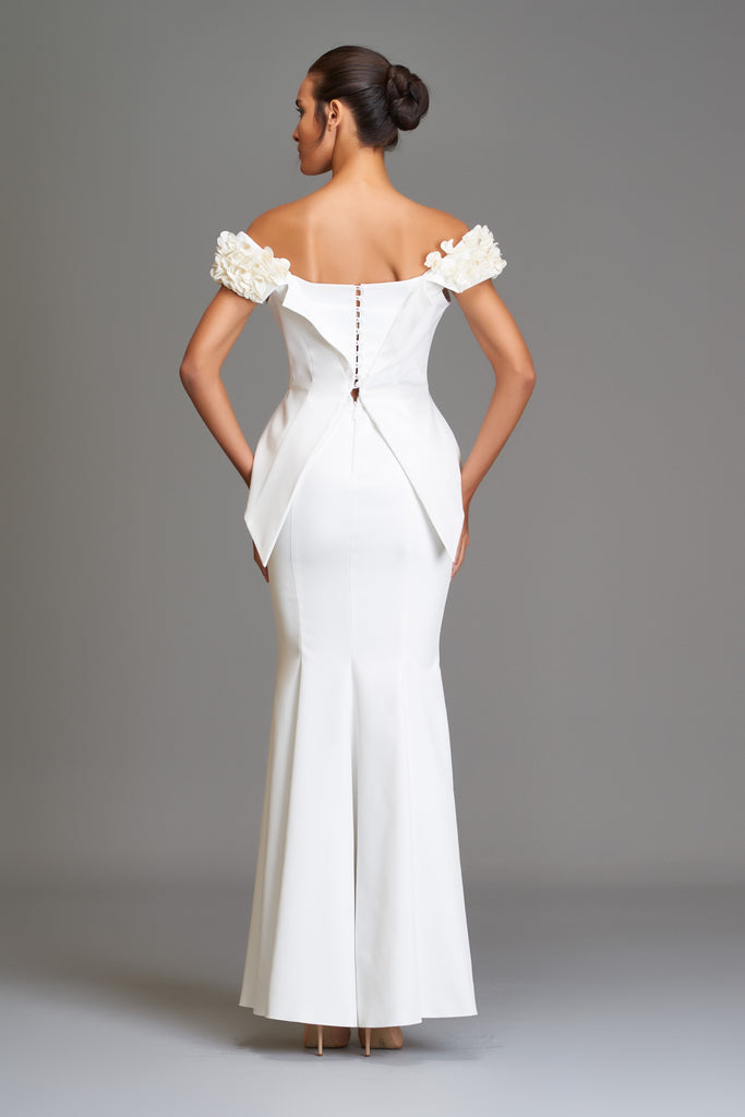 Flower Applique Mermaid Gown John Paul Ataker