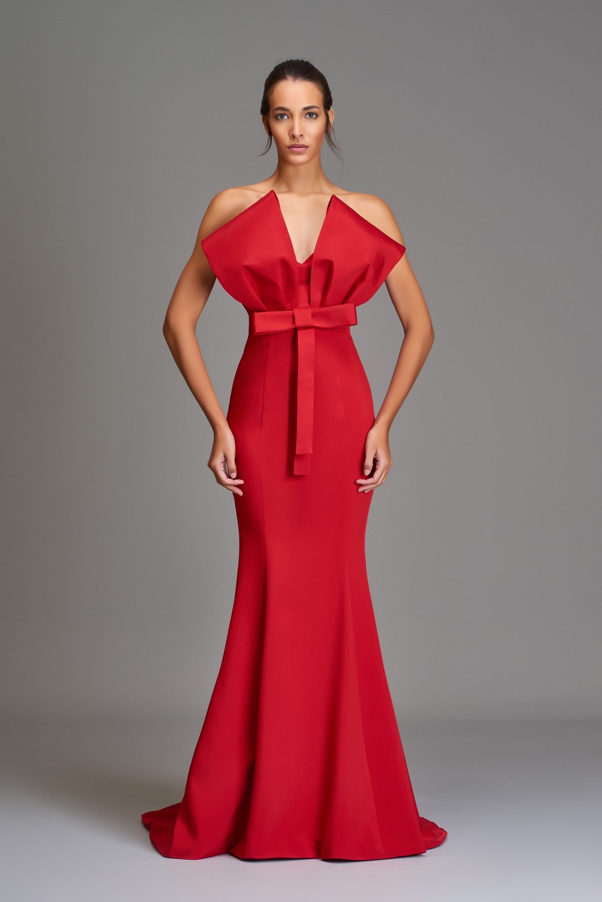 Structured Bow-Detail Mermaid Gown