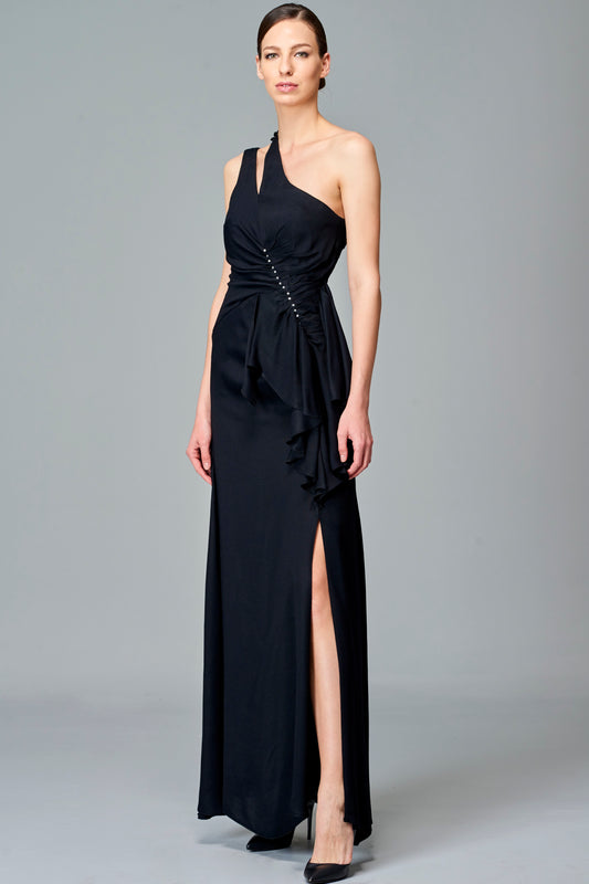 Structured Viscose Long Dress