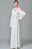 3D Flower Applique Viscose Long Dress