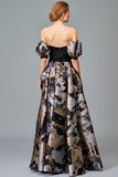 Pleated Faille and Fil Coupe Gown
