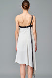 One-Sleeve Viscose Short Dress