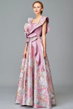 Ruffle Detailed Fil Coupe and Faille Long Dress