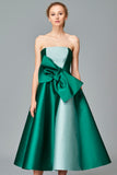 Two-Toned Taffeta Gown with Bow Detail