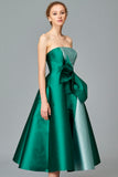 Two-Toned Taffeta Gown with Bow Detail