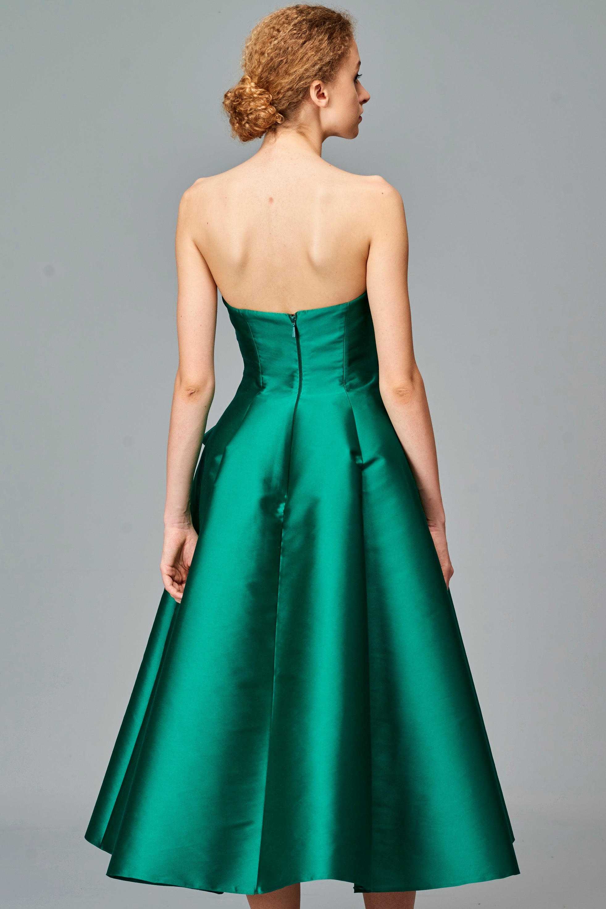 Two-Toned Taffeta Gown with Bow Detail