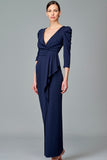 Side Ruffle Detailed Double Viscose Long Dress