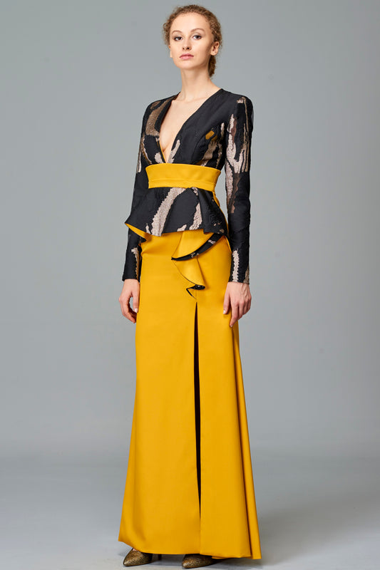 Structured Faille and Fil Coupe Gown